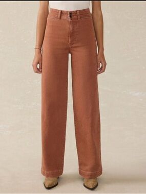 Faherty High-Rise Wide Leg Jeans